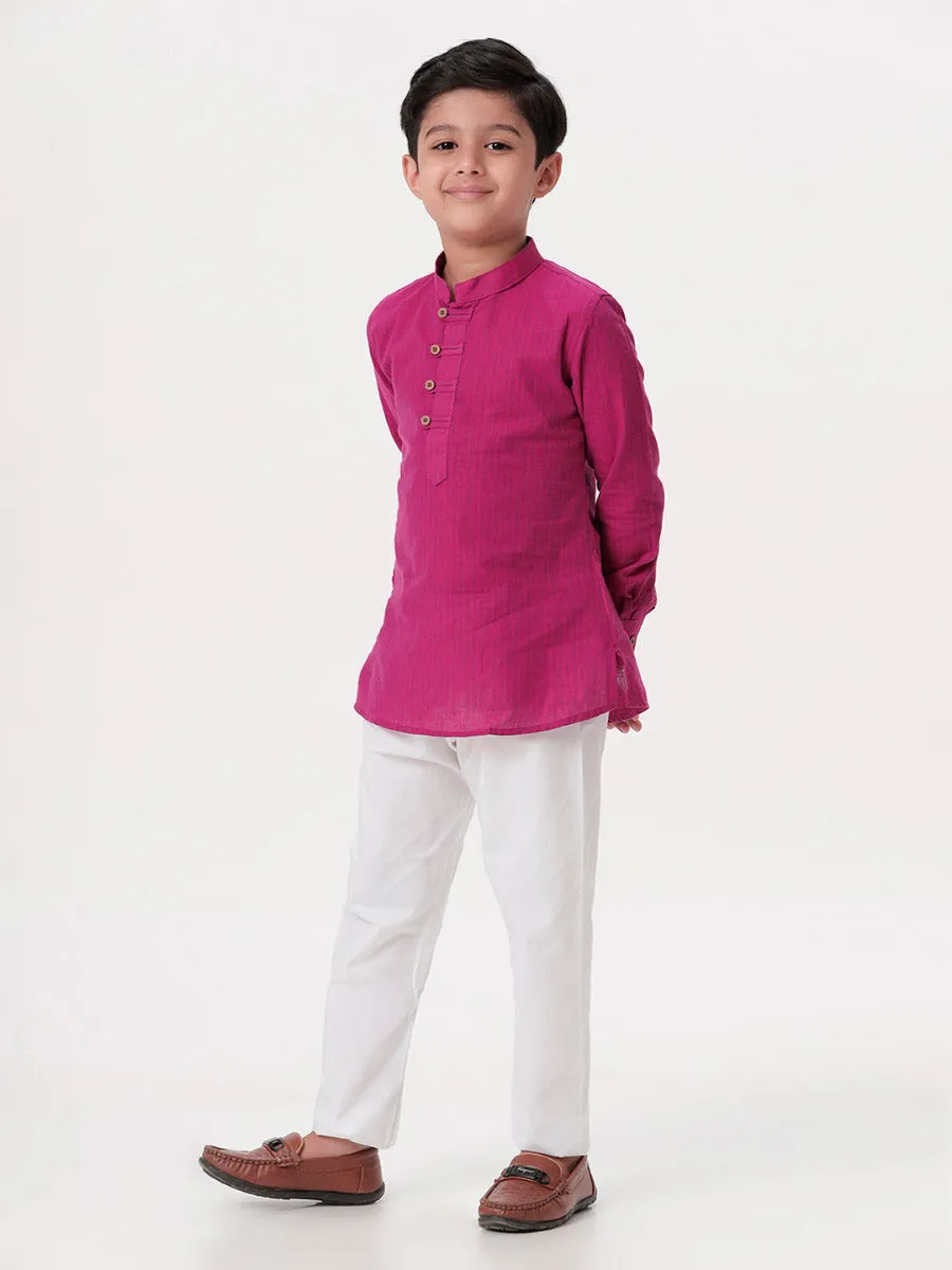 Boys Breeze Cotton Full Sleeves Purple Kurta with Pyjama Pant Combo