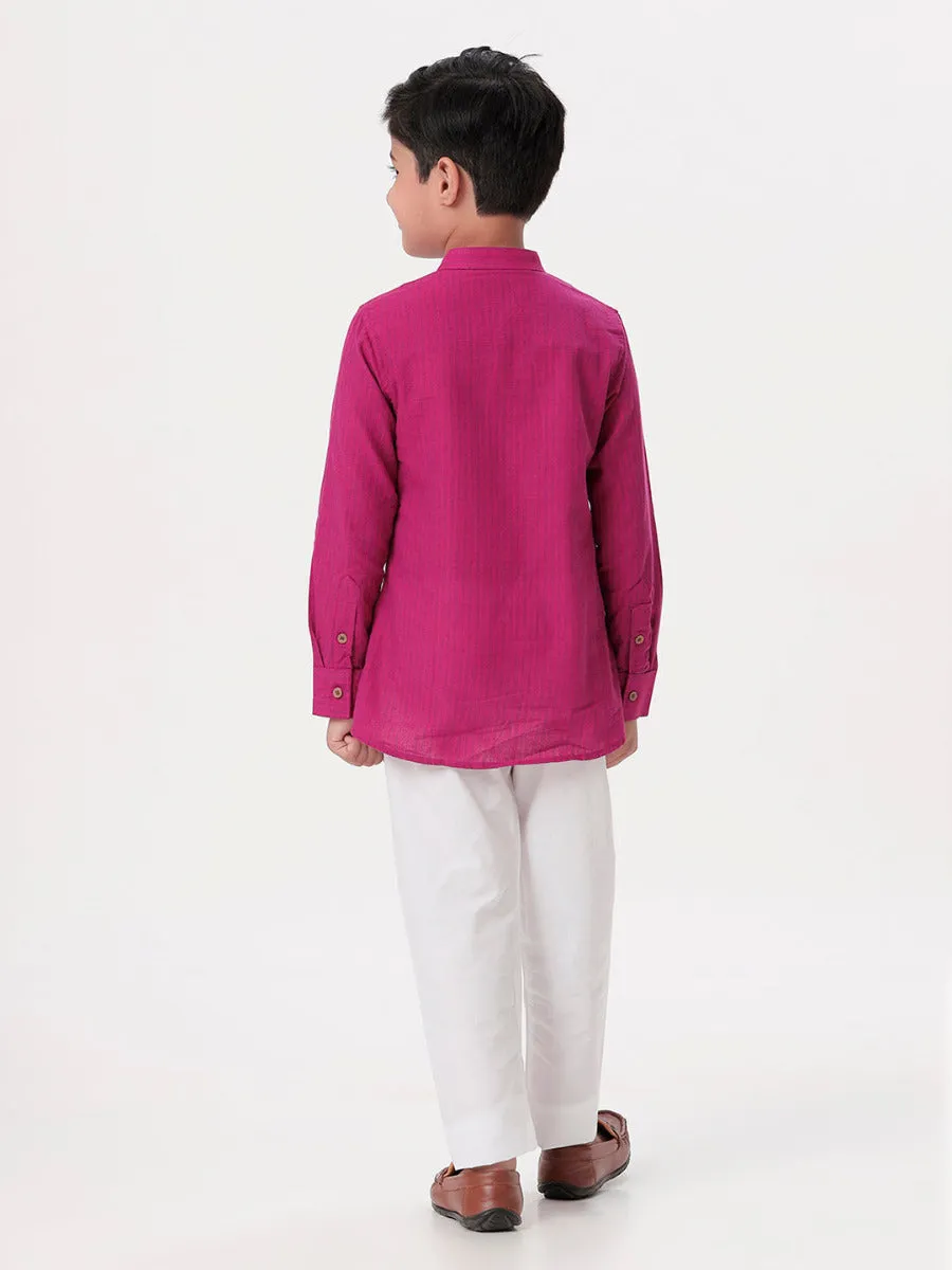 Boys Breeze Cotton Full Sleeves Purple Kurta with Pyjama Pant Combo