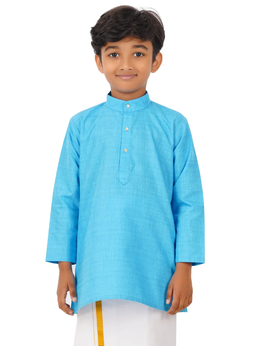 Boys Fantastic Kurta & White Dhoti Set Blue FS4