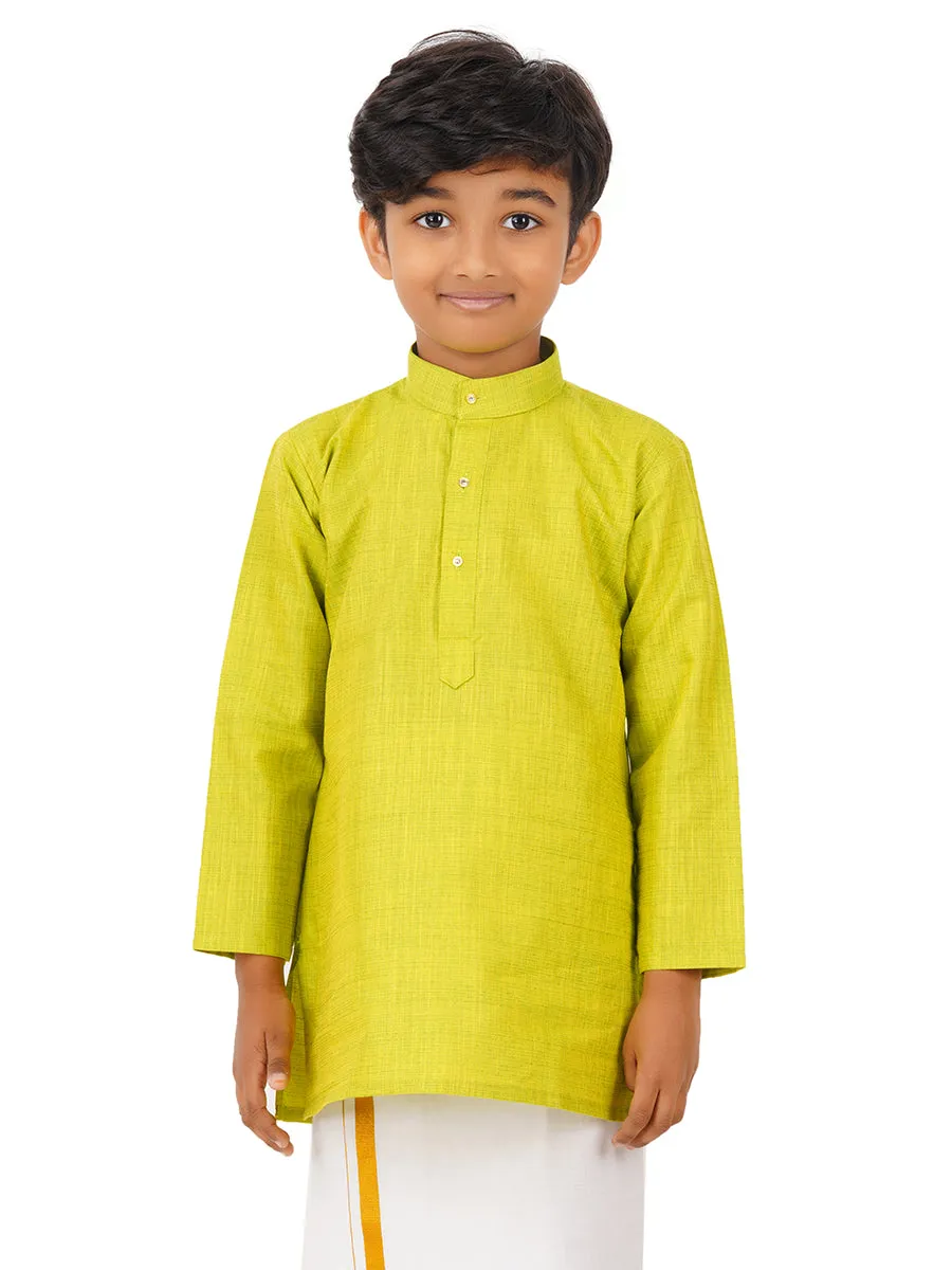 Boys Fantastic Kurta & White Dhoti Set Green FS2