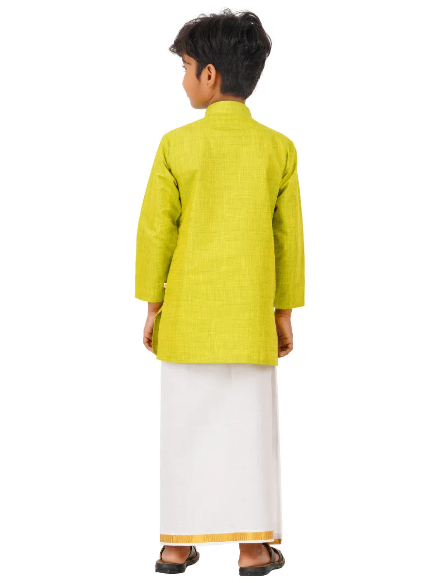 Boys Fantastic Kurta & White Dhoti Set Green FS2