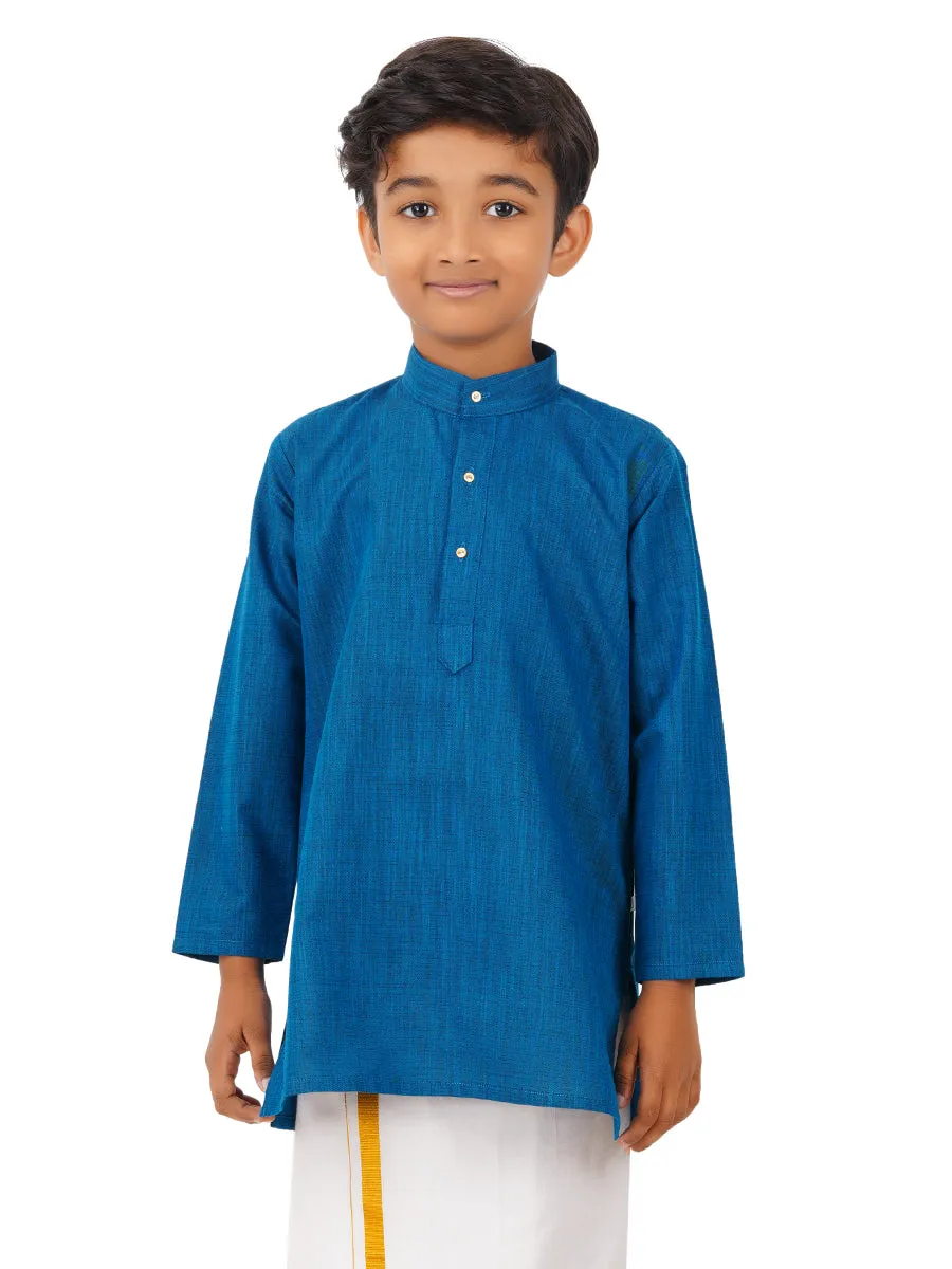 Boys Fantastic Kurta & White Dhoti Set Navy FS8