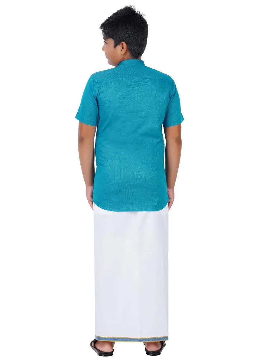 Boys Matching Dhoti & Shirt Combo Blue GL15