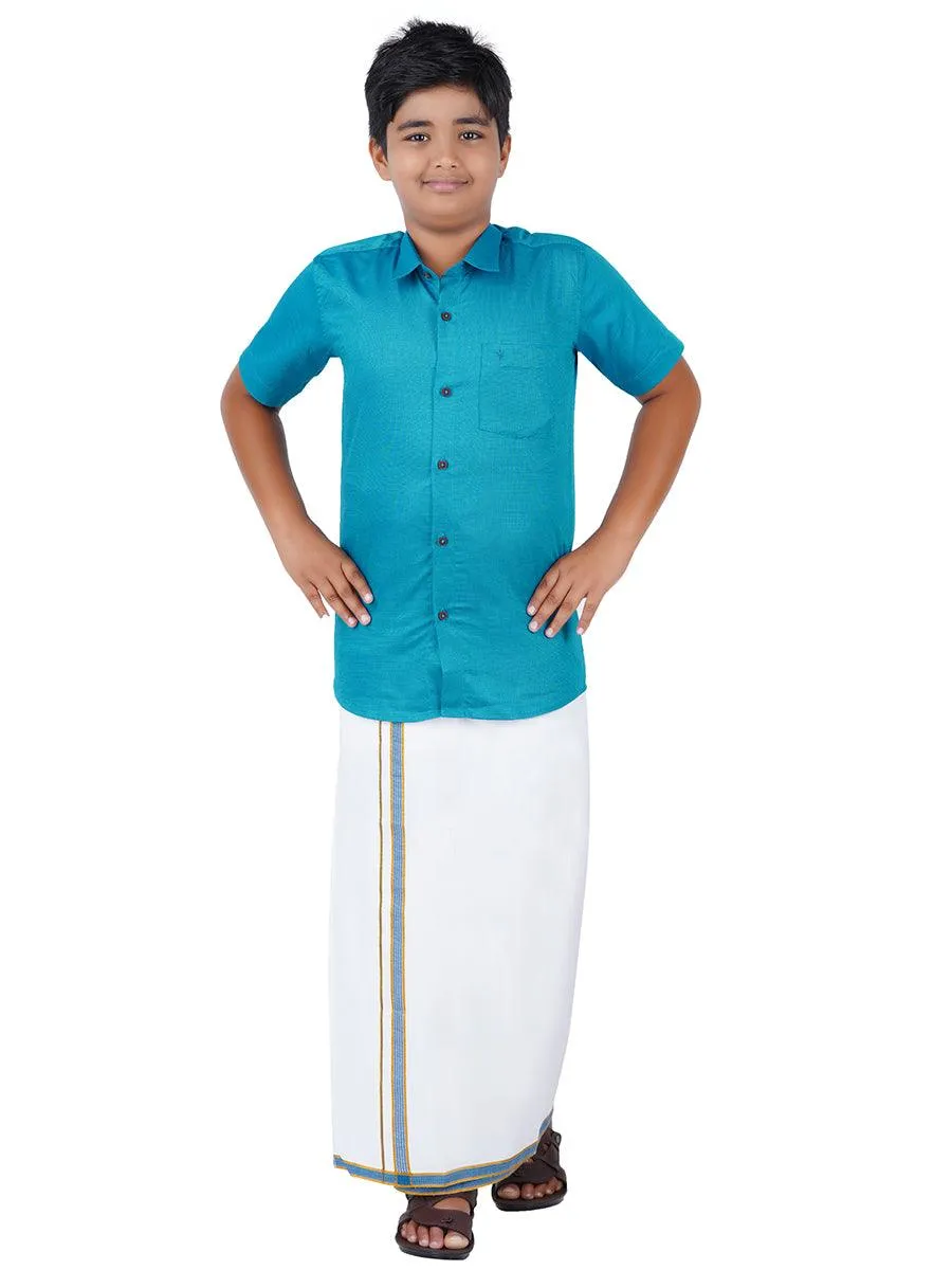 Boys Matching Dhoti & Shirt Combo Blue GL15