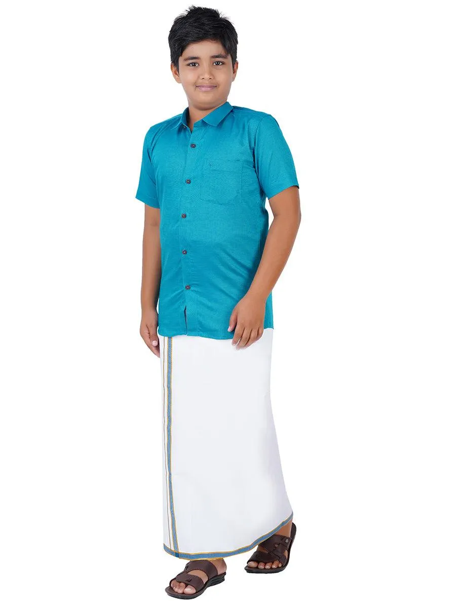 Boys Matching Dhoti & Shirt Combo Blue GL15