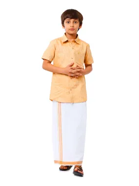 Boys Matching Dhoti & Shirt Combo Mustard C1