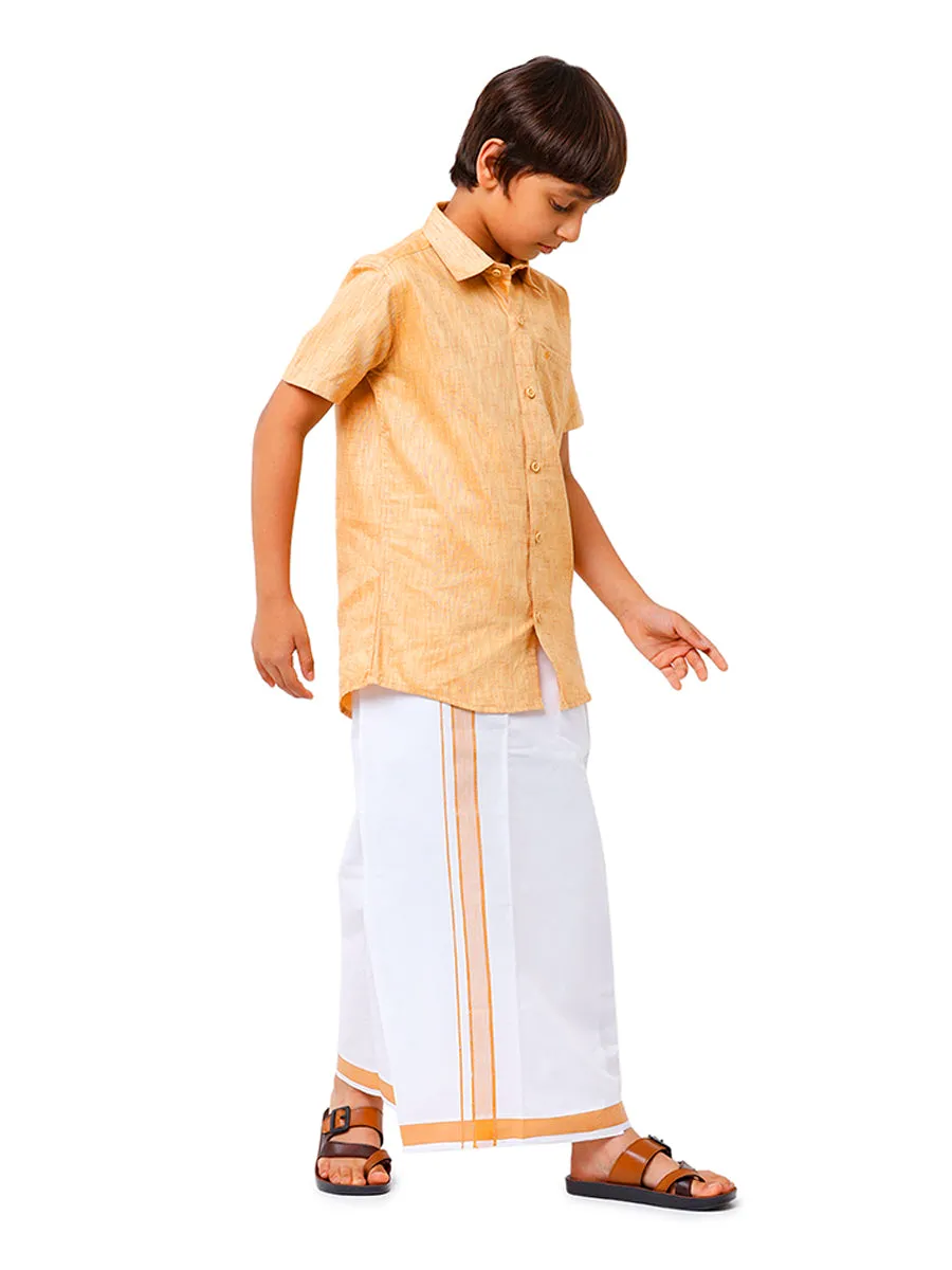 Boys Matching Dhoti & Shirt Combo Mustard C1