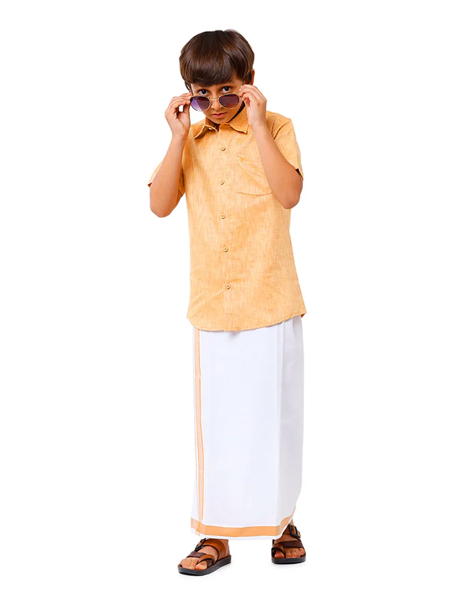 Boys Matching Dhoti & Shirt Combo Mustard C1