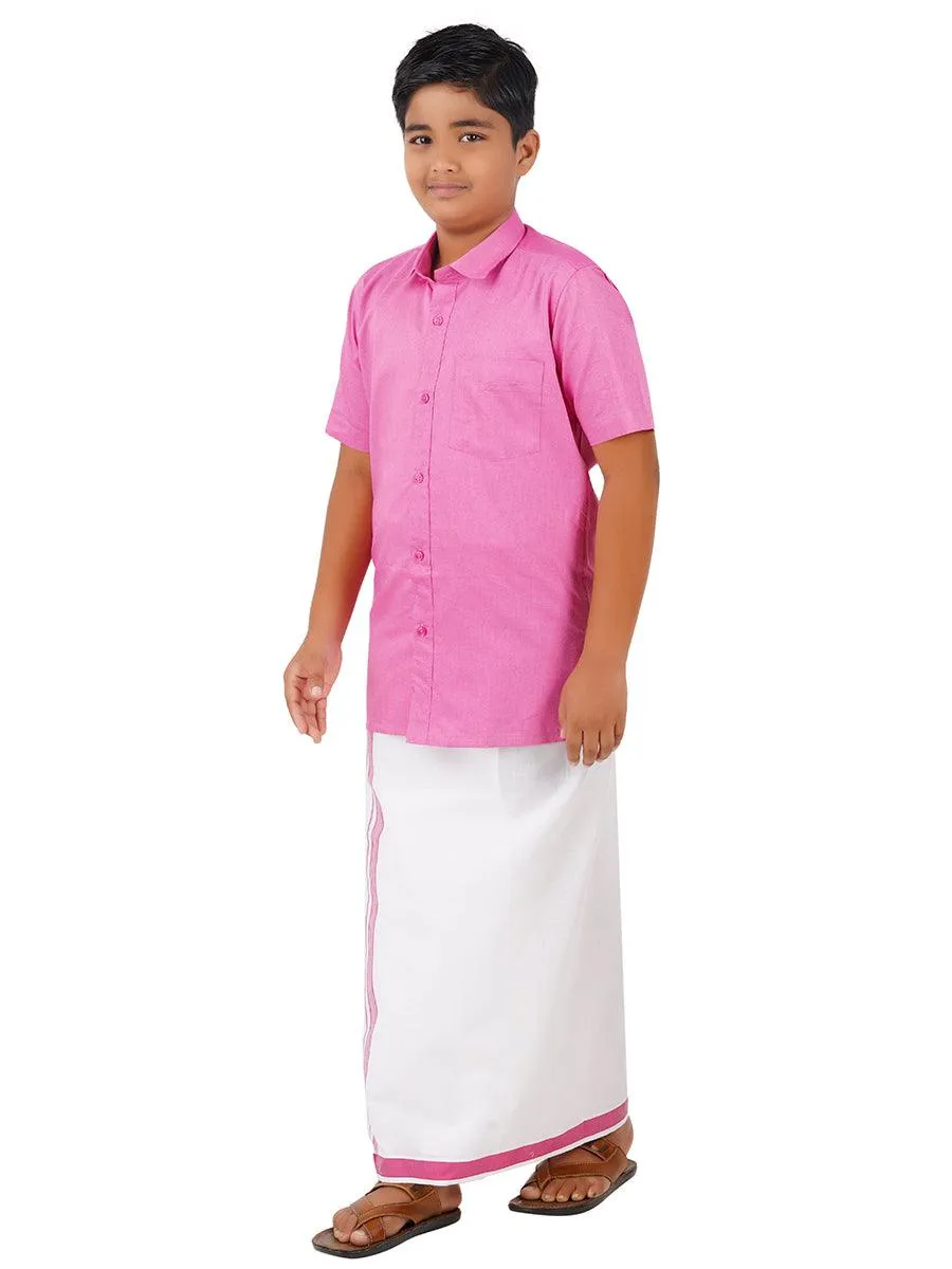 Boys Matching Dhoti & Shirt Combo Pink OX33