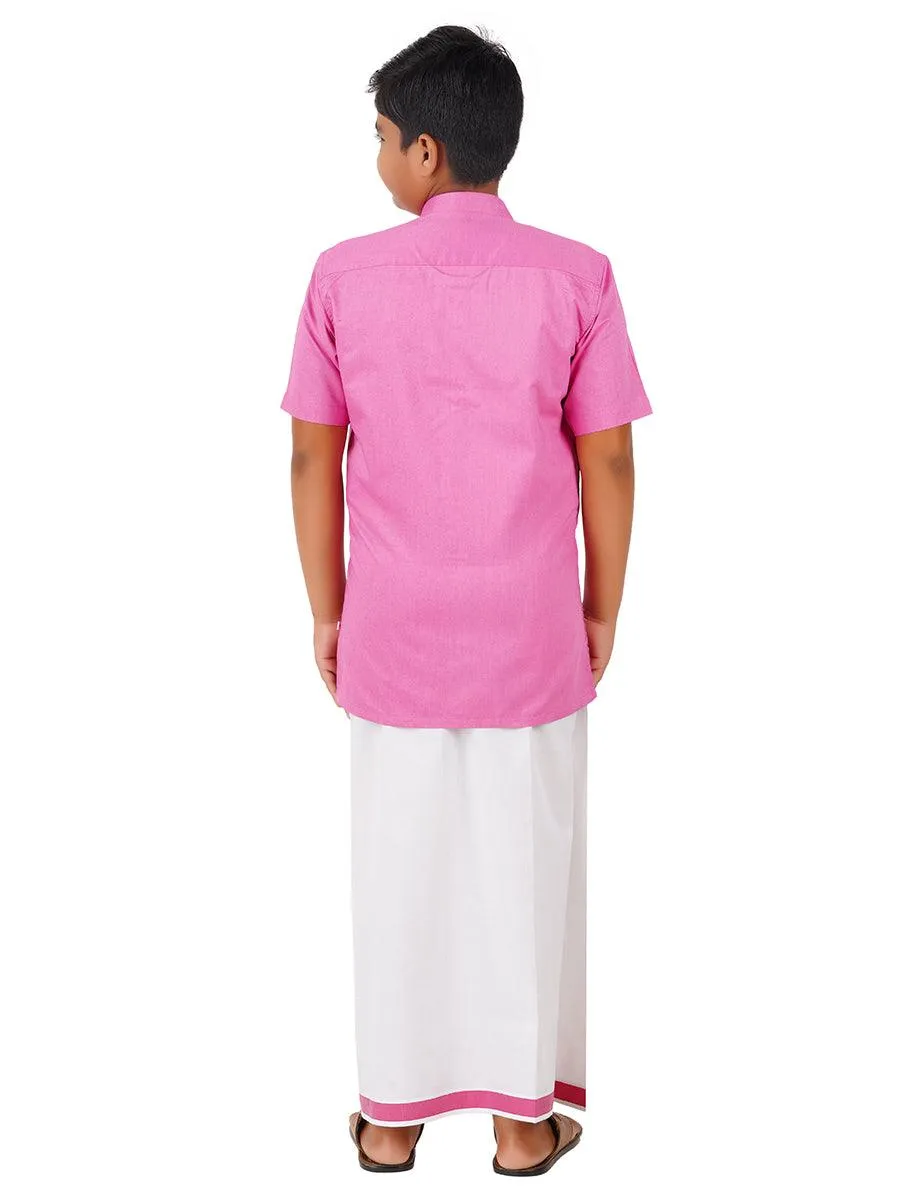 Boys Matching Dhoti & Shirt Combo Pink OX33