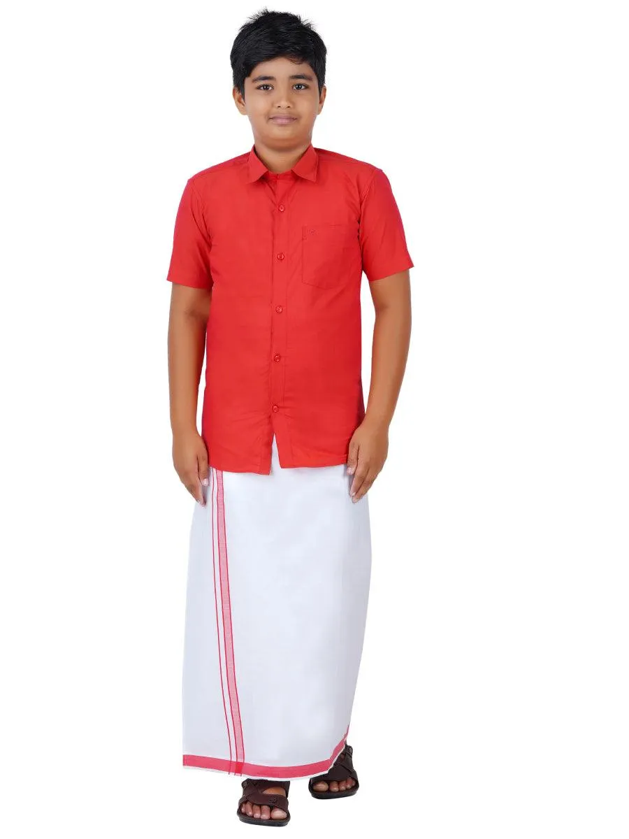 Boys Matching Dhoti & Shirt Combo Red G114