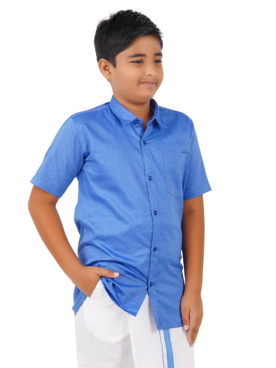 Boys Matching Dhoti & Shirt Combo Sapphire Blue OX10