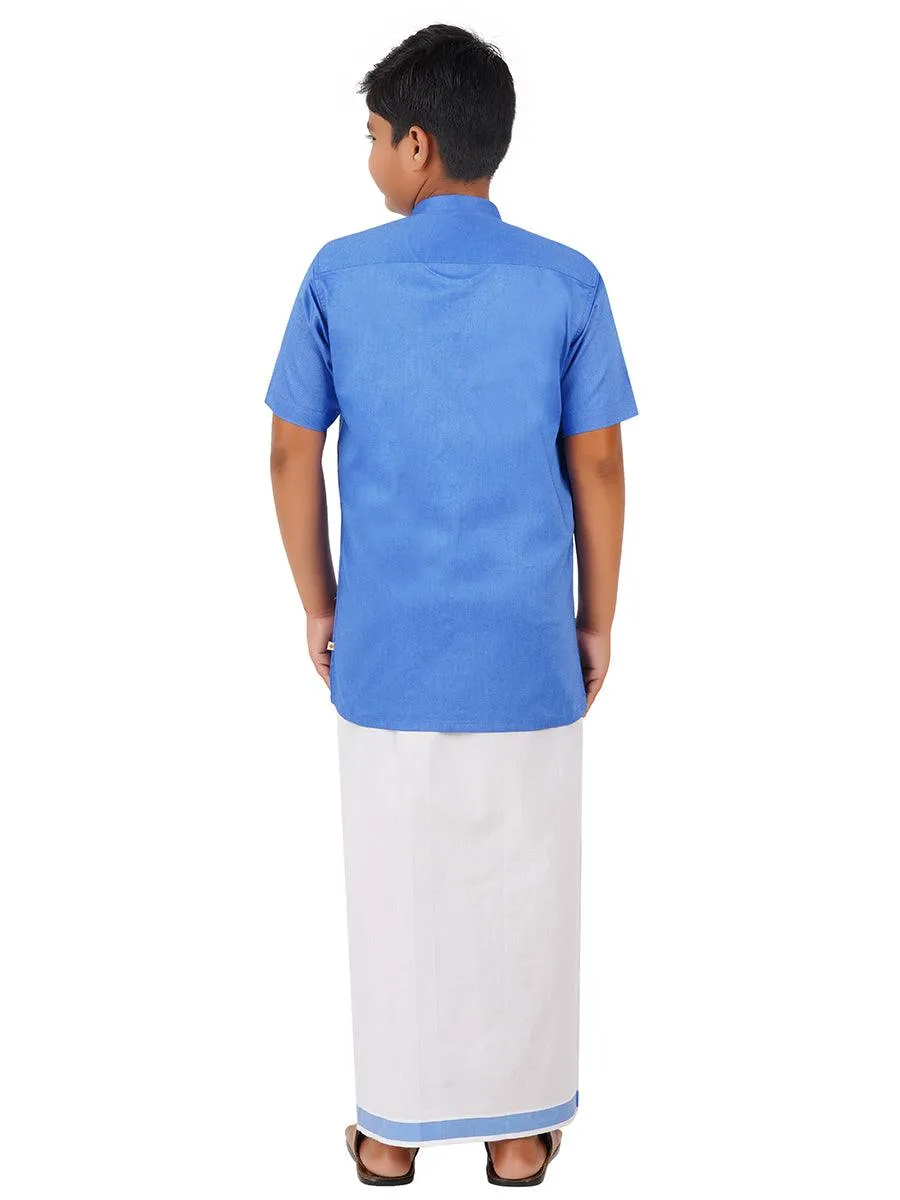 Boys Matching Dhoti & Shirt Combo Sapphire Blue OX10