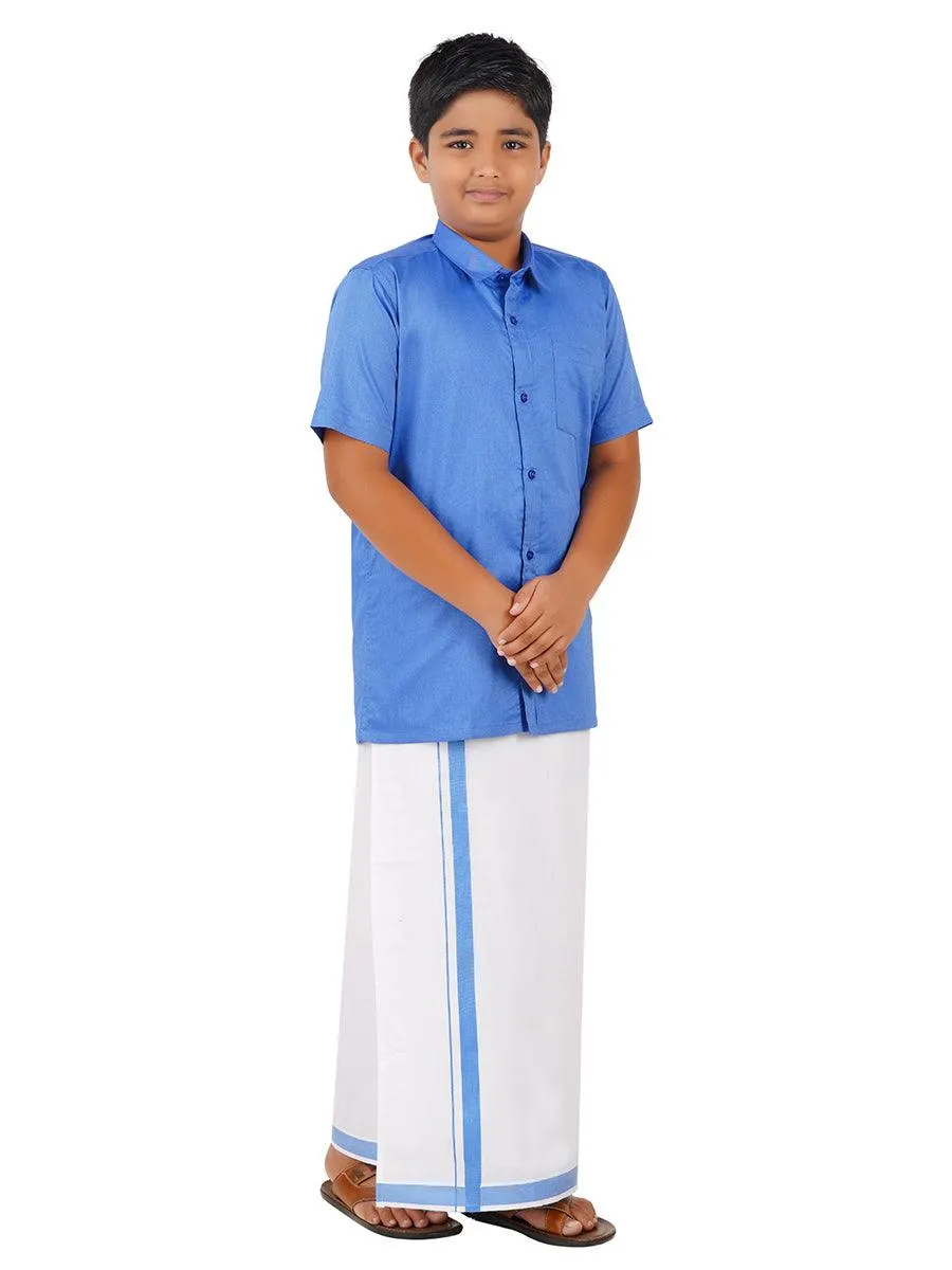 Boys Matching Dhoti & Shirt Combo Sapphire Blue OX10