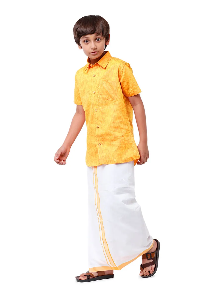 Boys Matching Dhoti & Shirt Combo Yellow C33