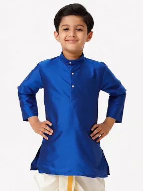 Boys Silk Cotton Full Sleeves Royal Blue Kurta