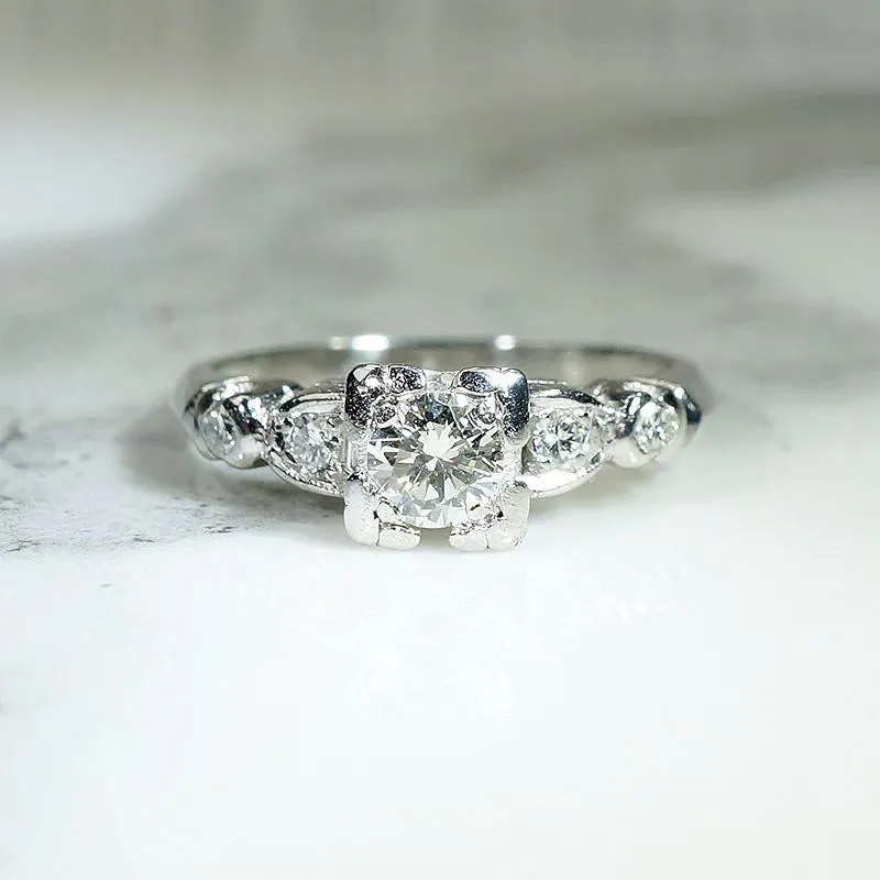 Classic 1940s Diamond & Platinum Engagement Ring