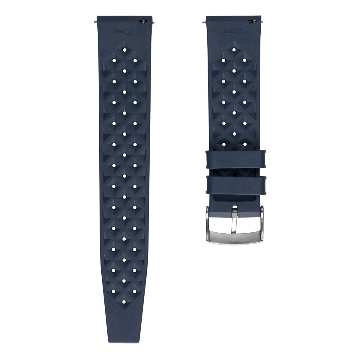 Classic Tropical Style FKM Rubber Watch Strap - Deep Sea Blue