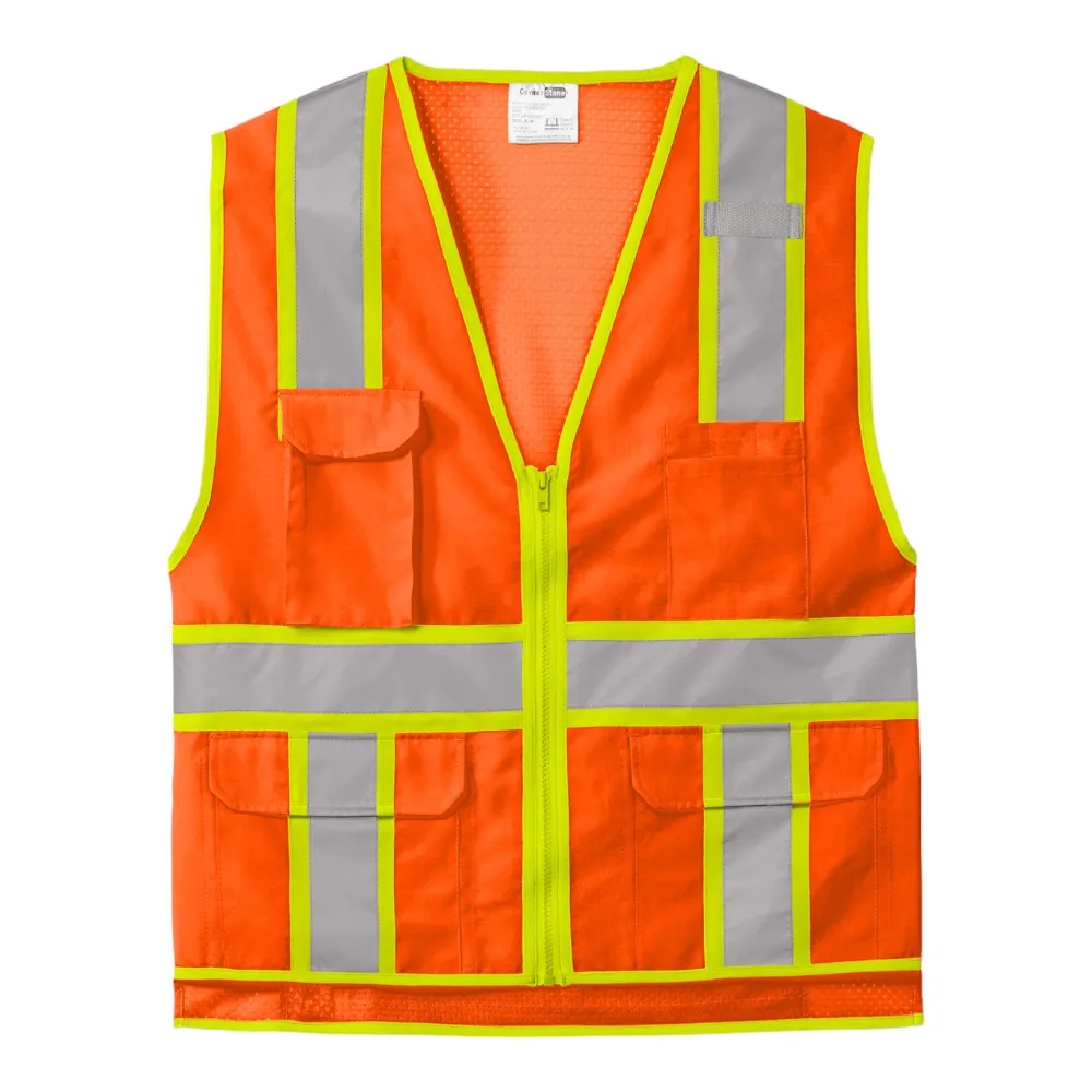 CornerStone ANSI 107 Class 2 Surveyor Zippered Two-Tone Vest CSV105