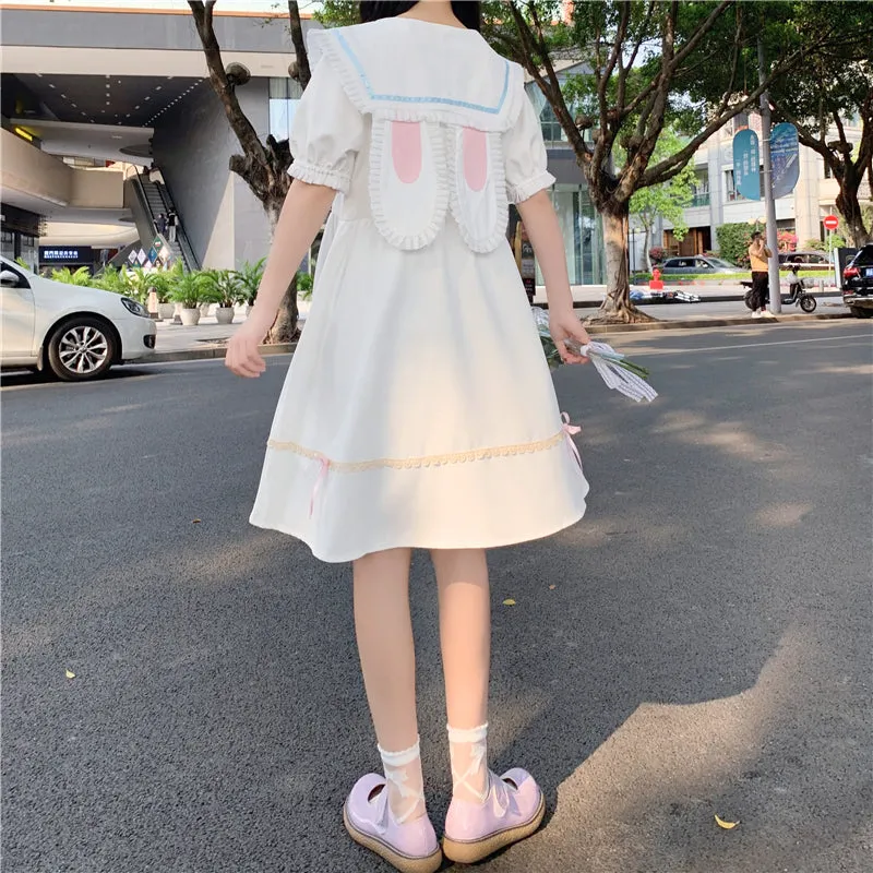 Cute bow short sleeve dress PL51379