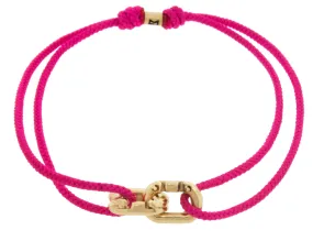 Double Friendship Links on Pink Cord Bracelet