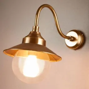 Exterior Antique Brass Gooseneck Wall Light