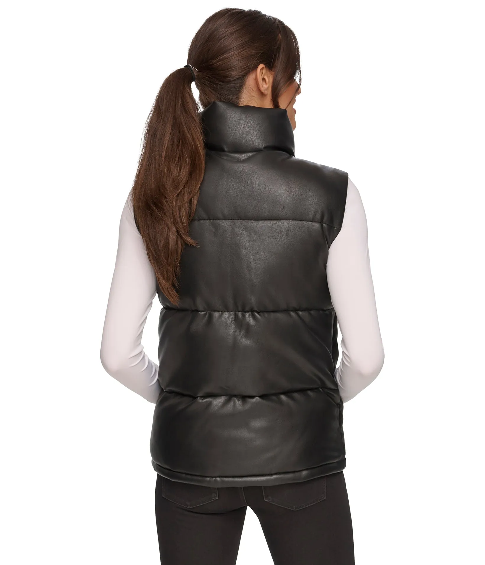 Faux Leather Puffer Vest