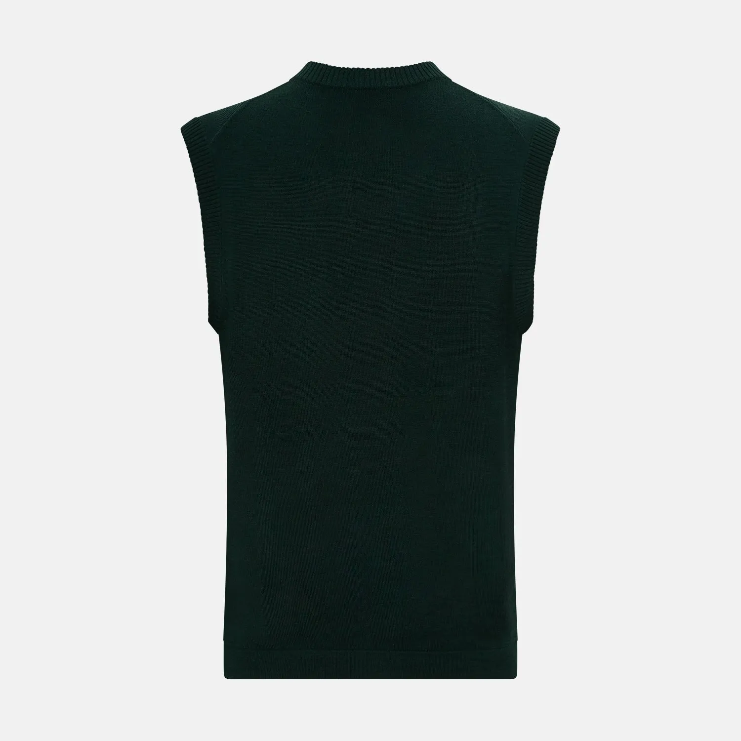 Forest Green Fine Merino V-Neck Vest