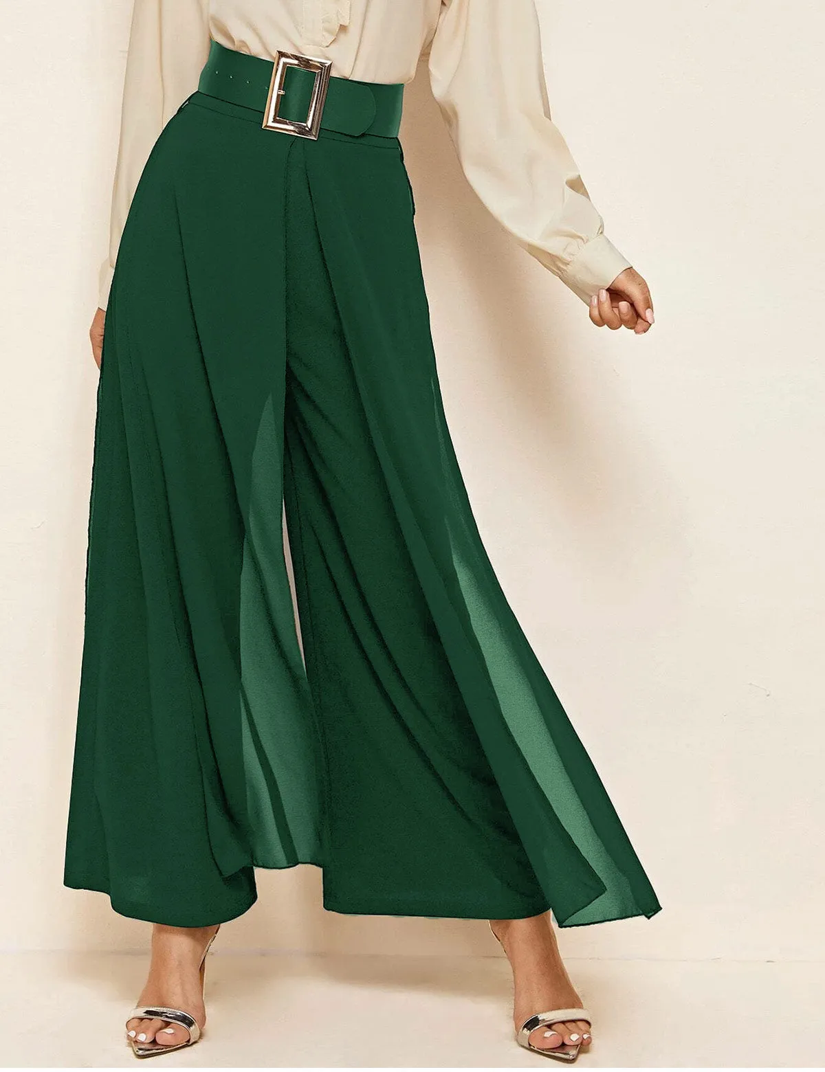 Formal Pant with Belt - Green