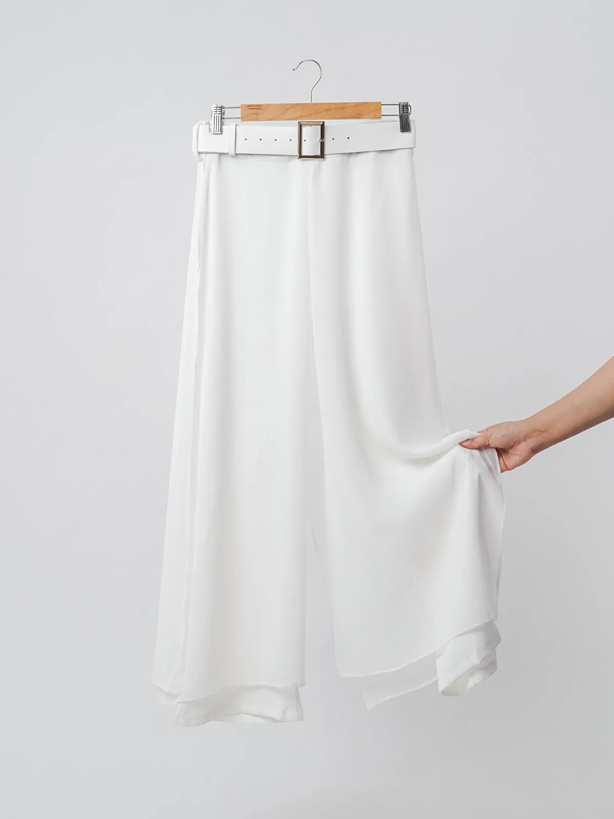 Formal Pant with Belt - White