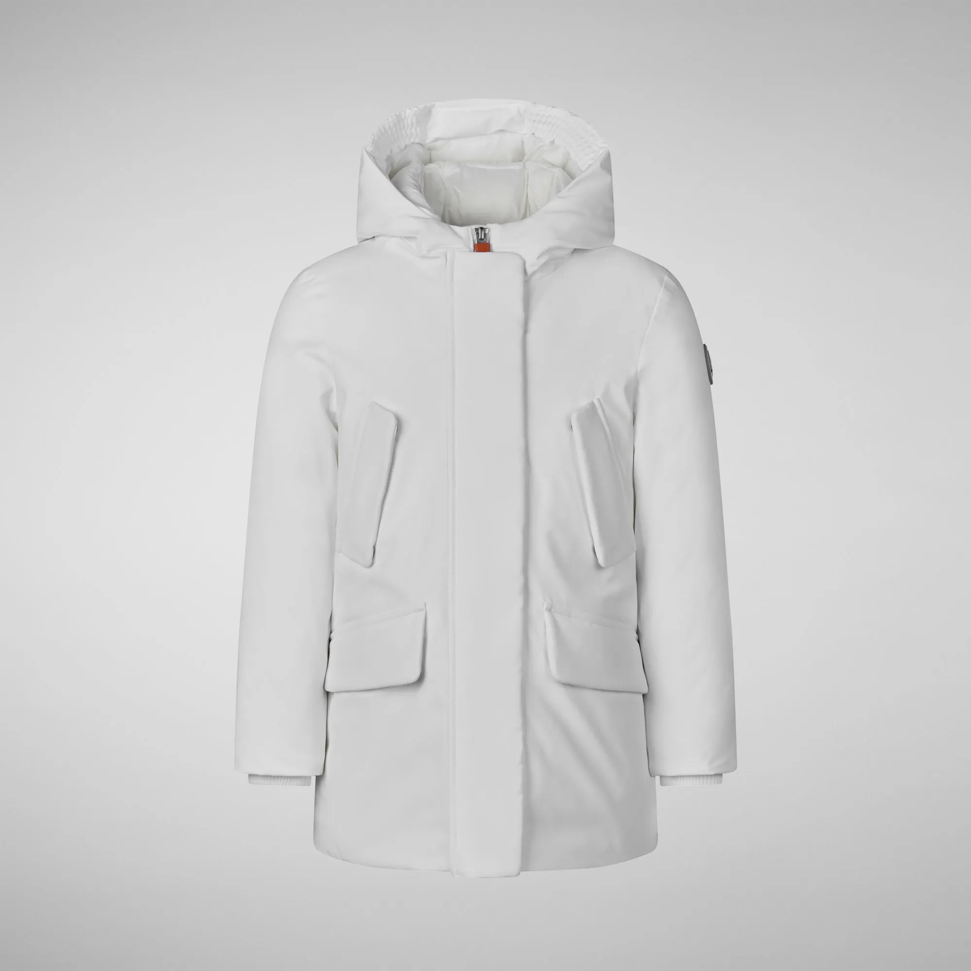 Girls' hooded parka Ally in white