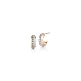 GRANT 18K DIAMOND KNIFE EDGE HUGGIE EARRINGS