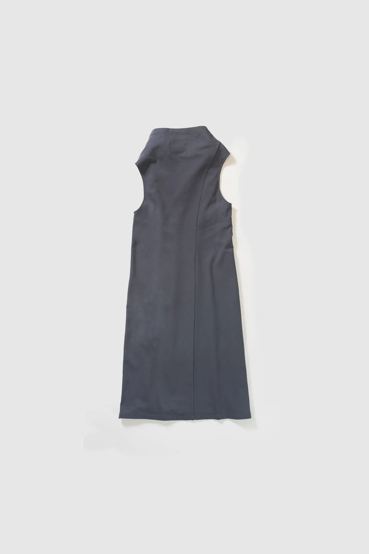 GREY COTTON DRESS "TUCK" WITH ASYMMETRIC COWL NECKLINE