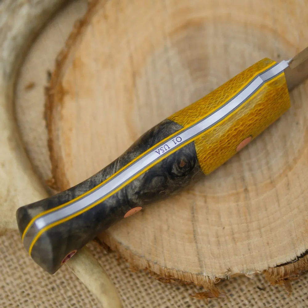 Guide: Ohio Buckeye Burl & Yellow Burlap Micarta