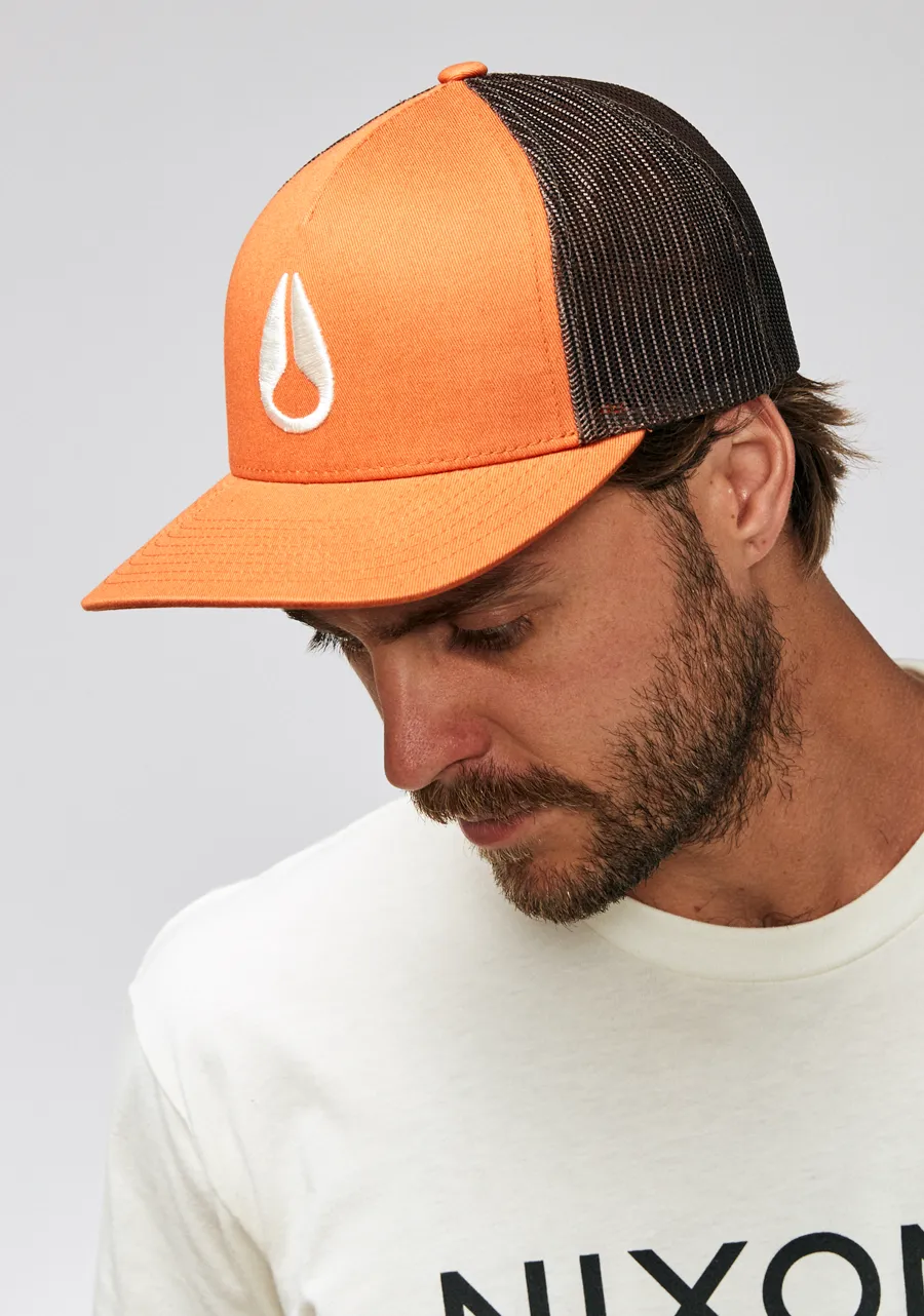 Iconed Trucker Hat - Orange / Brown