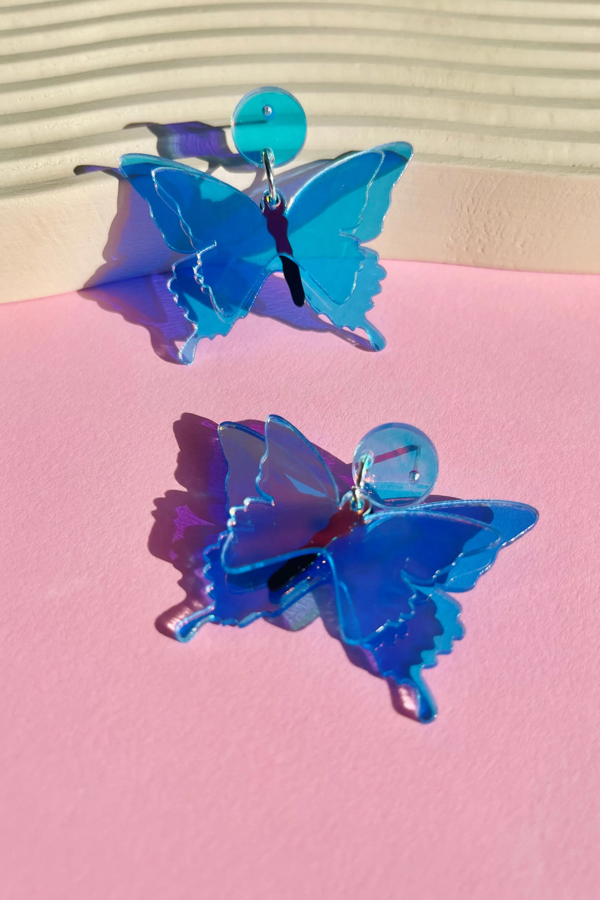 Iridescent Butterfly Dangle Earrings