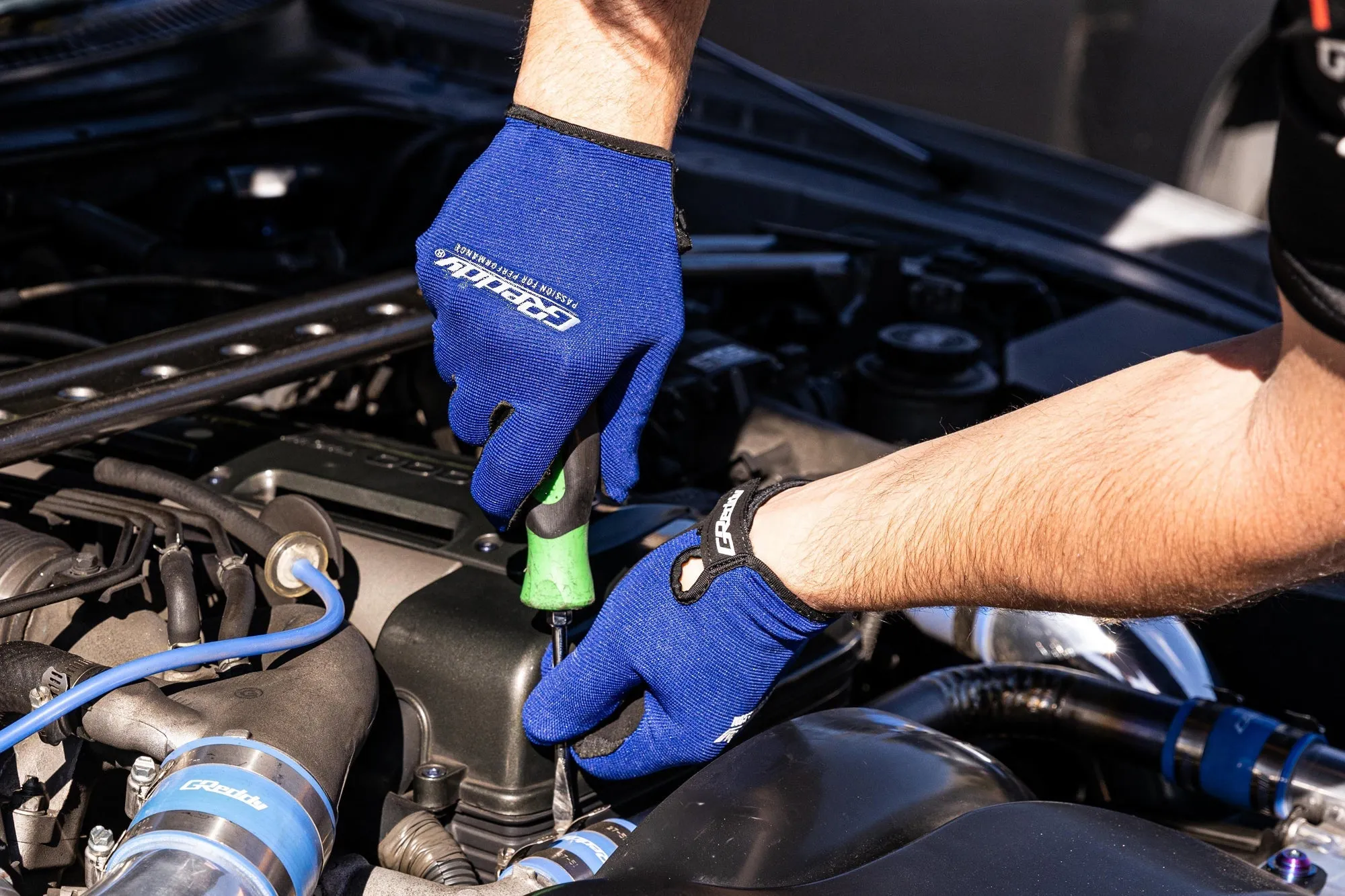 JDM GReddy "Passion for Performance" Mechanic's Gloves - Blue/Black