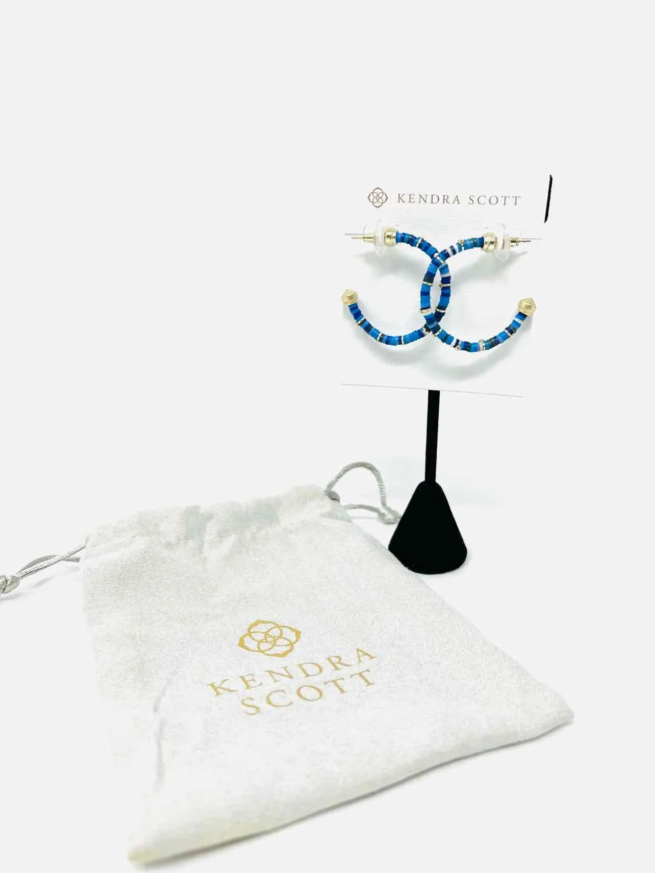 Kendra Scott Silver/Blue Half Hoop Beaded W/ BAG! Jewelry Earrings