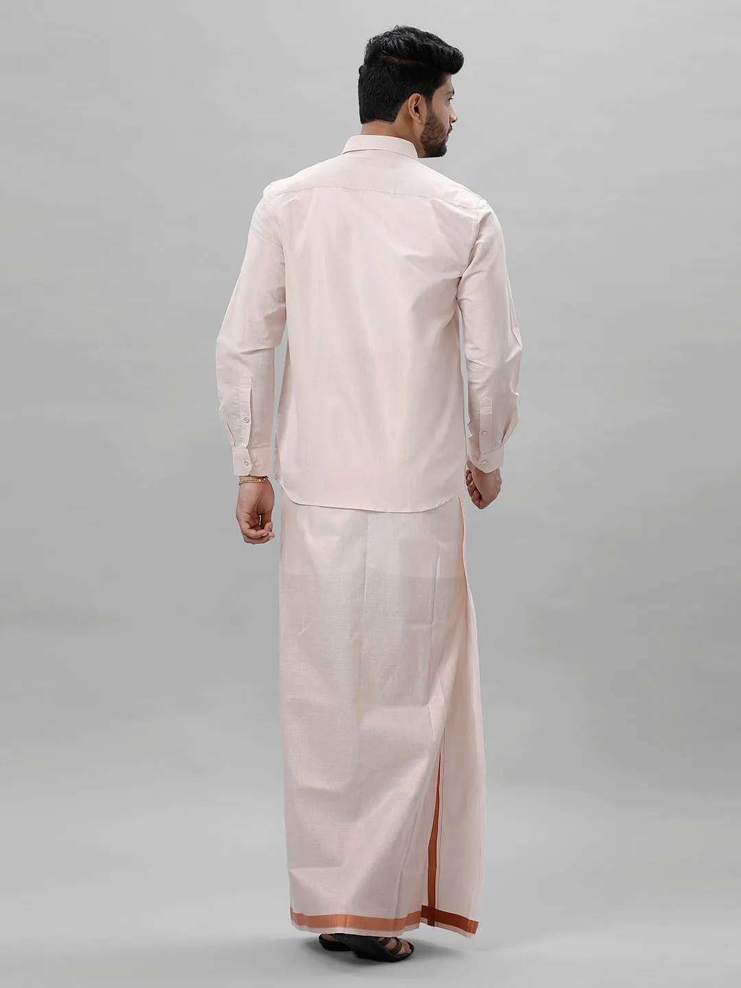 Like Father Like Son Tissue Jari Shirt Dhoti Combo Sankalpam Copper