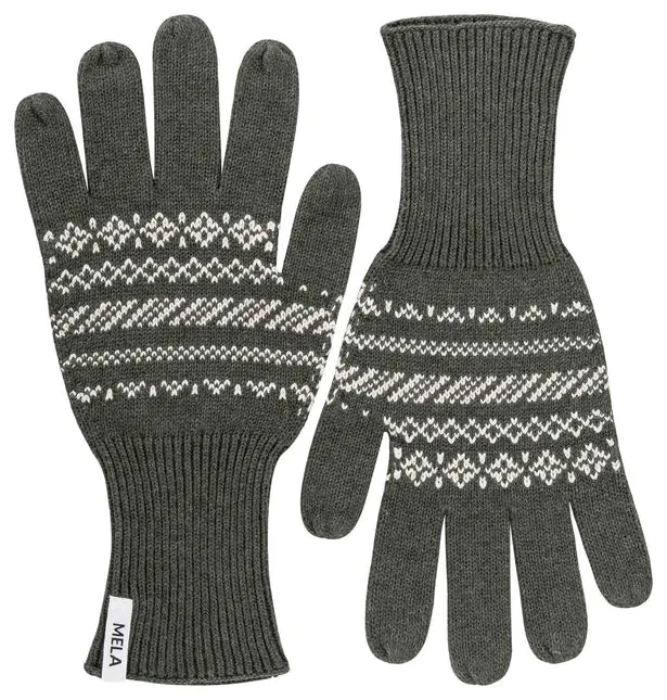 MELAWEAR Rishi knit gloves green blend pattern unisex