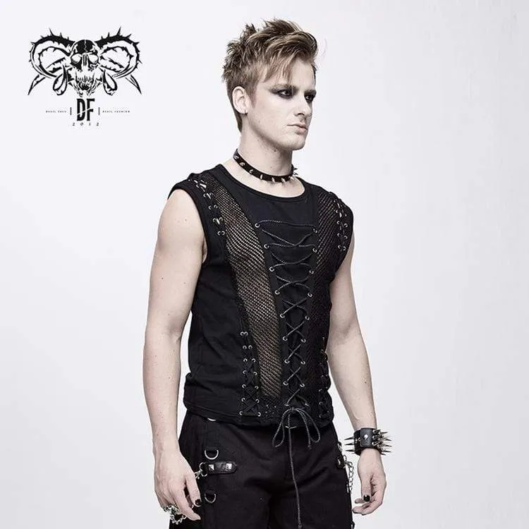 Men's Goth Lacing Mesh Vest