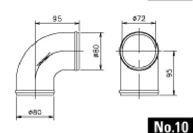 NO.10 CAST ALUMINUM ELBOW 90DEG 30R 80MM - (12400010)