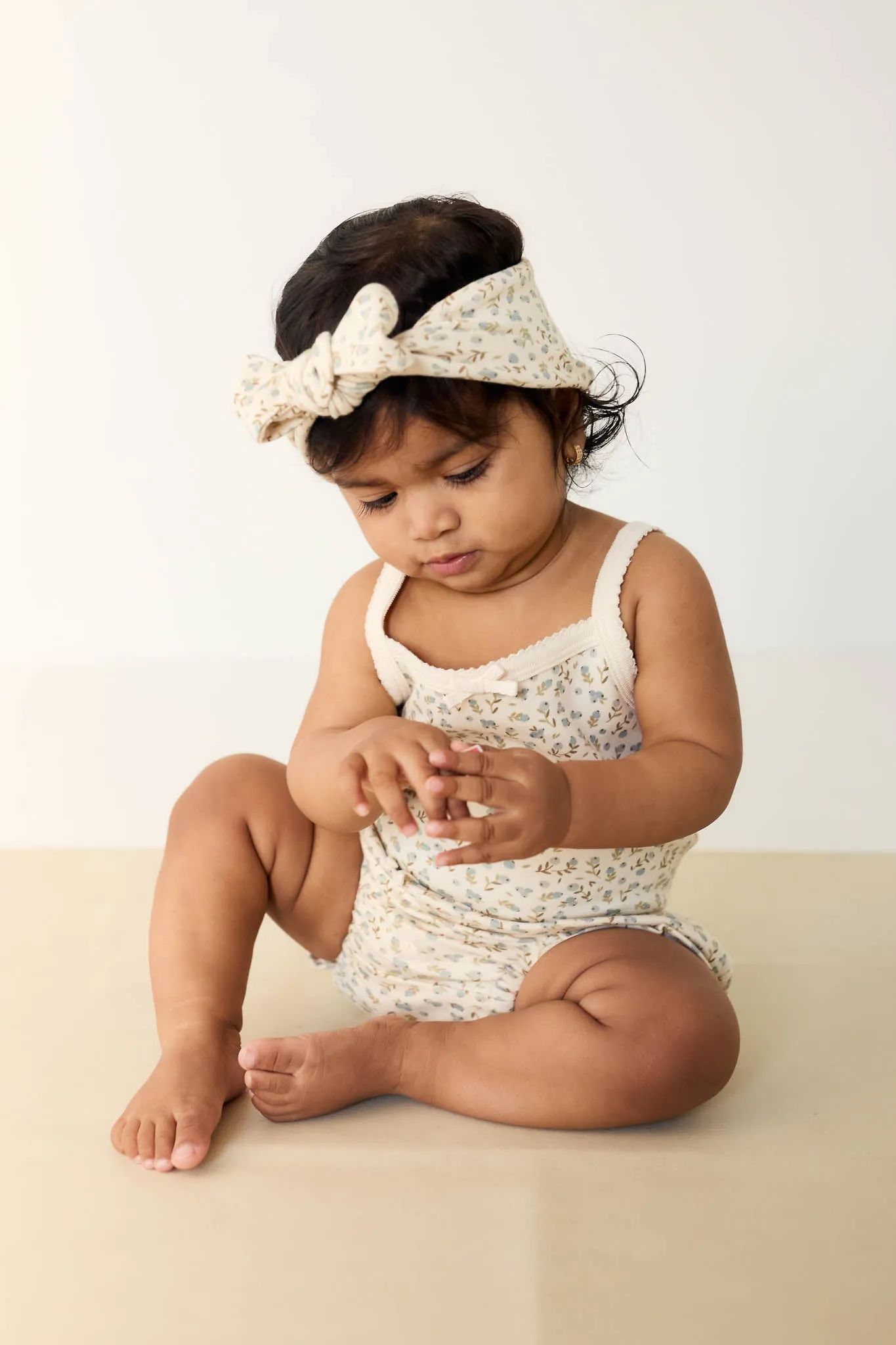 Organic Cotton Bridget Singlet Bodysuit - Blueberry Ditsy