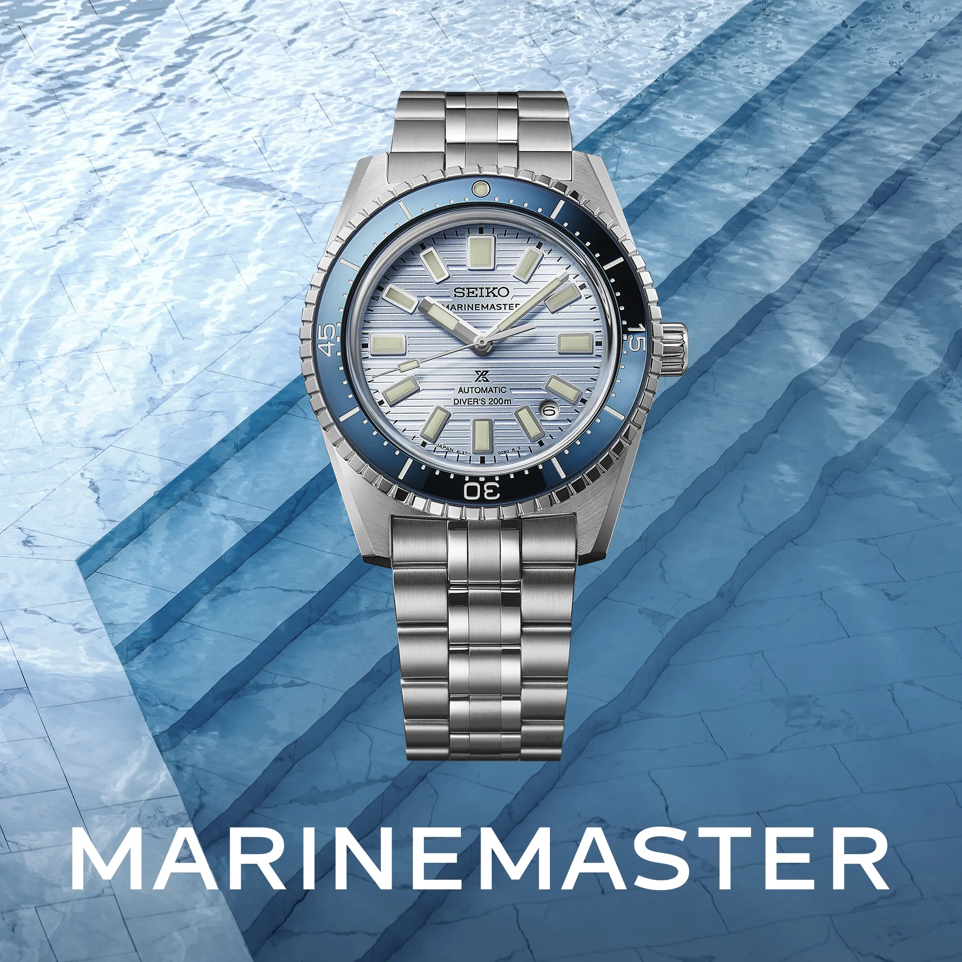 PROSPEX MARINEMASTER 1965 DIVER'S WATCH RE-INTERPRETATION ICE BLUE SJE099