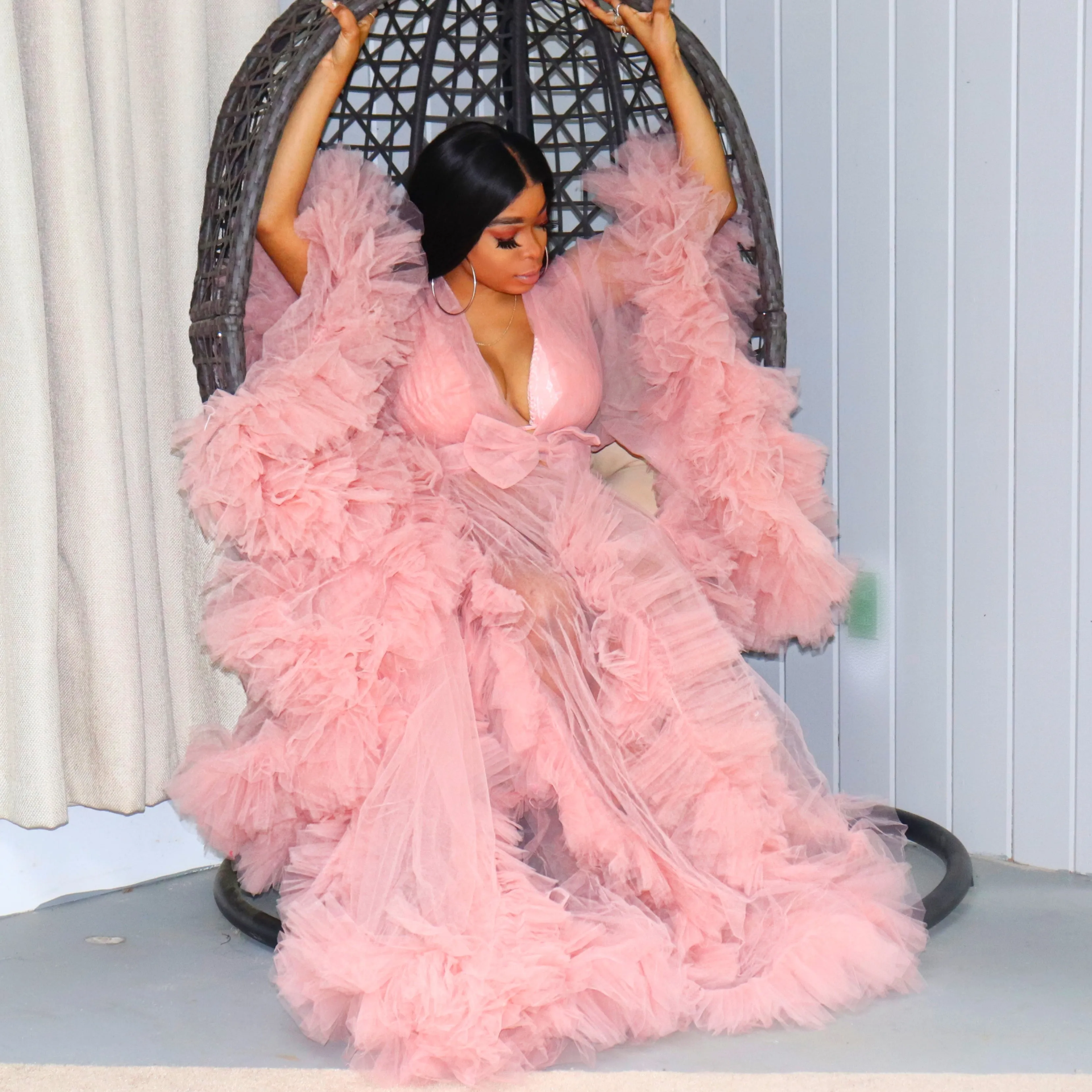 Rose Pink Tulle Robe