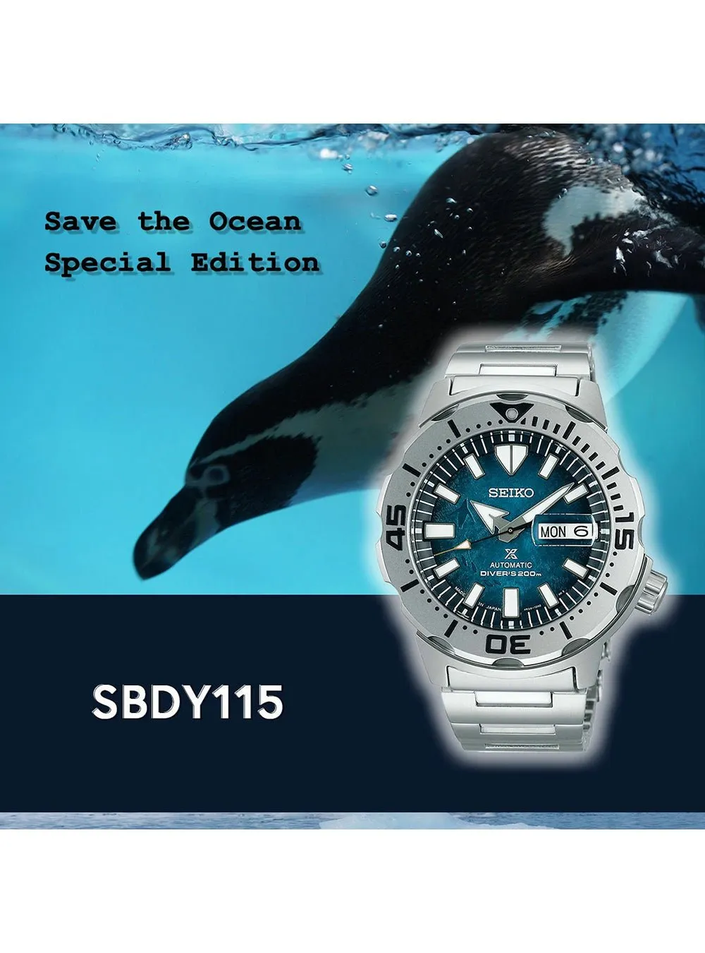 SEIKO PROSPEX DIVER SCUBA SAVE THE OCEAN SPECIAL EDITION MONSTER SBDY115 MADE IN JAPAN JDM