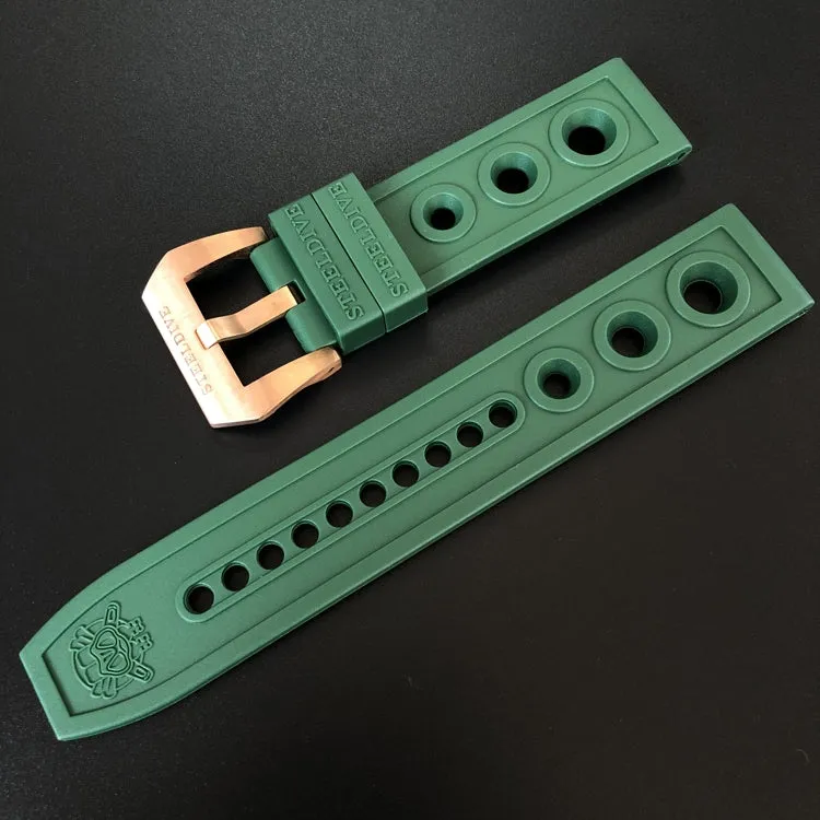 Steeldive Rubber Watch Strap with Cusn8 Bronze Buckle