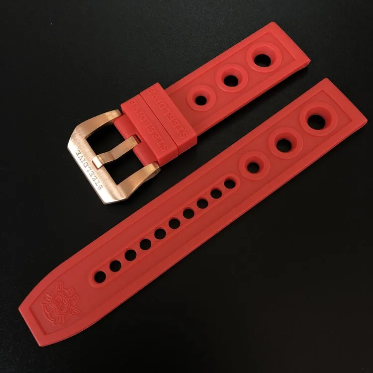 Steeldive Rubber Watch Strap with Cusn8 Bronze Buckle