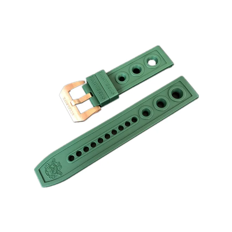 Steeldive Rubber Watch Strap with Cusn8 Bronze Buckle