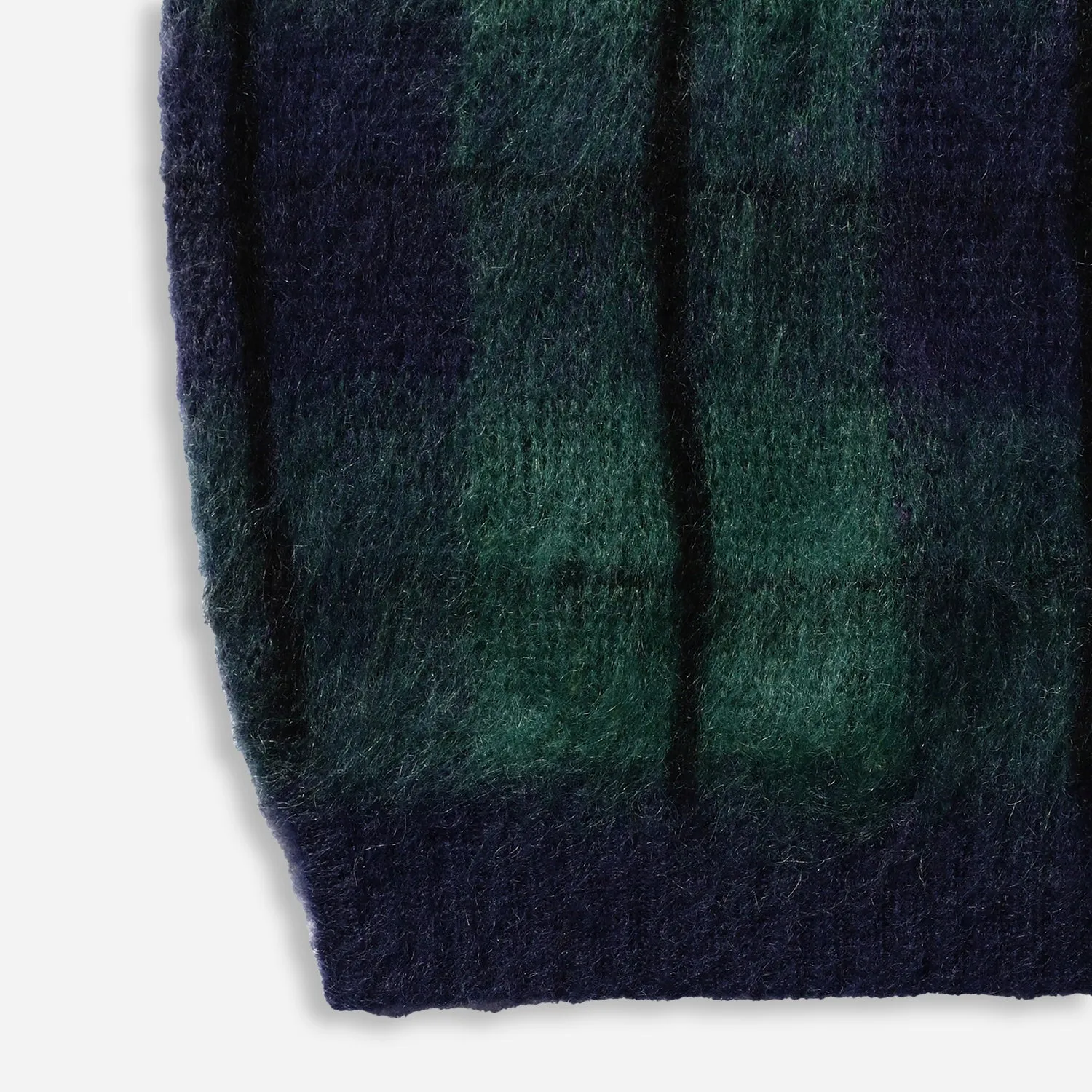 TARTAN CHECK MOHAIR VEST - NAVY/GREEN